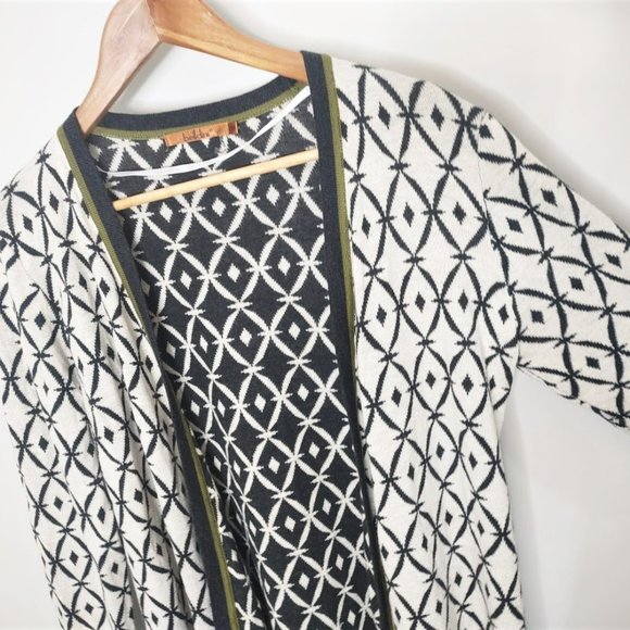 Belldini Open Front Abstract Drapey Cardigan Sweater Medium - Picture 4 of 10